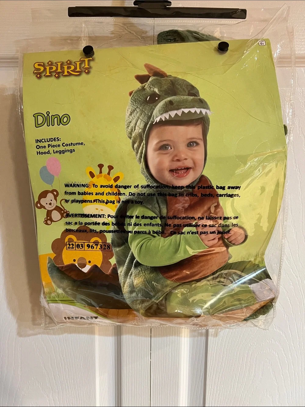 Spirit Green and Brown Dino Toddler Costume with Hood